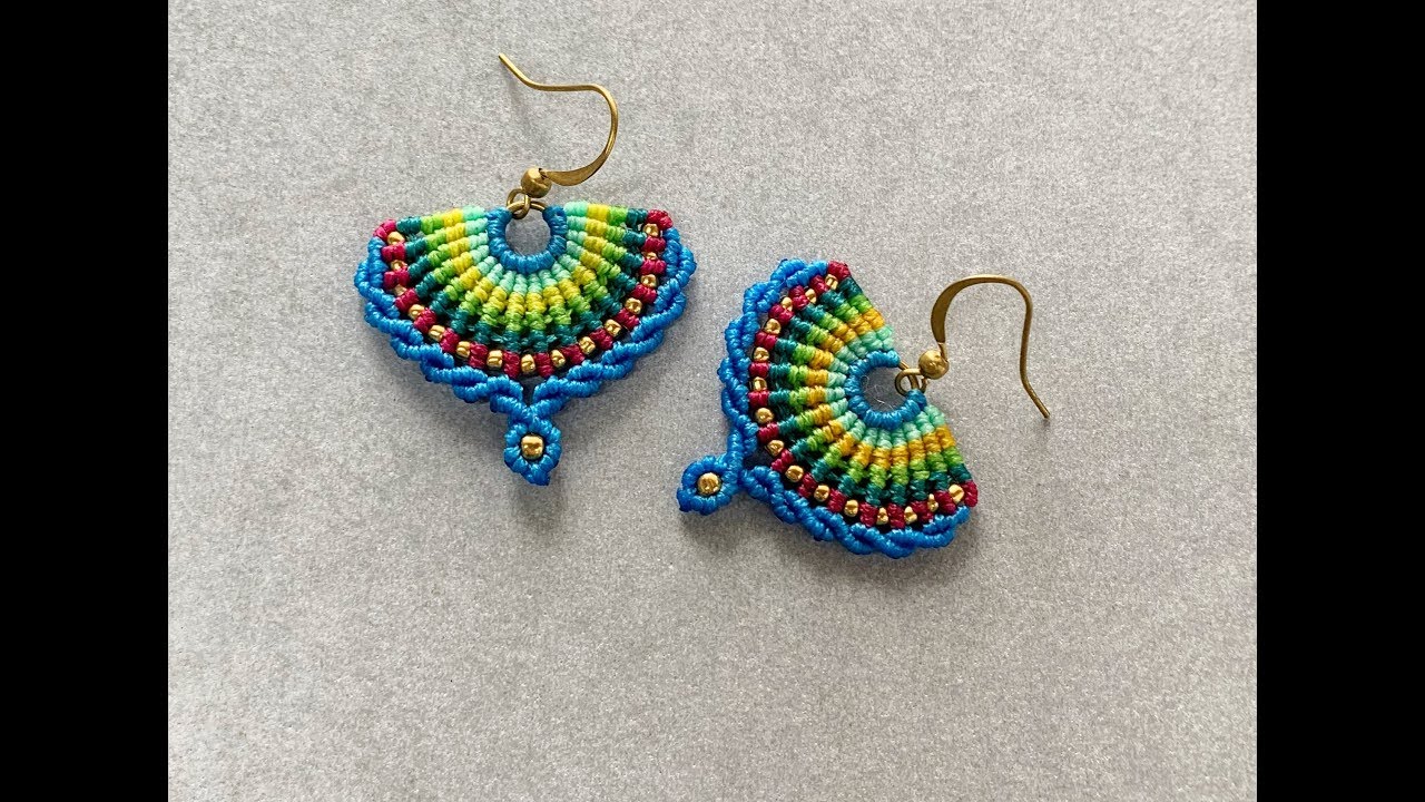 基础编织教程 复古花边扇形耳环制作 macrame earrings 中国结 手工编织耳环