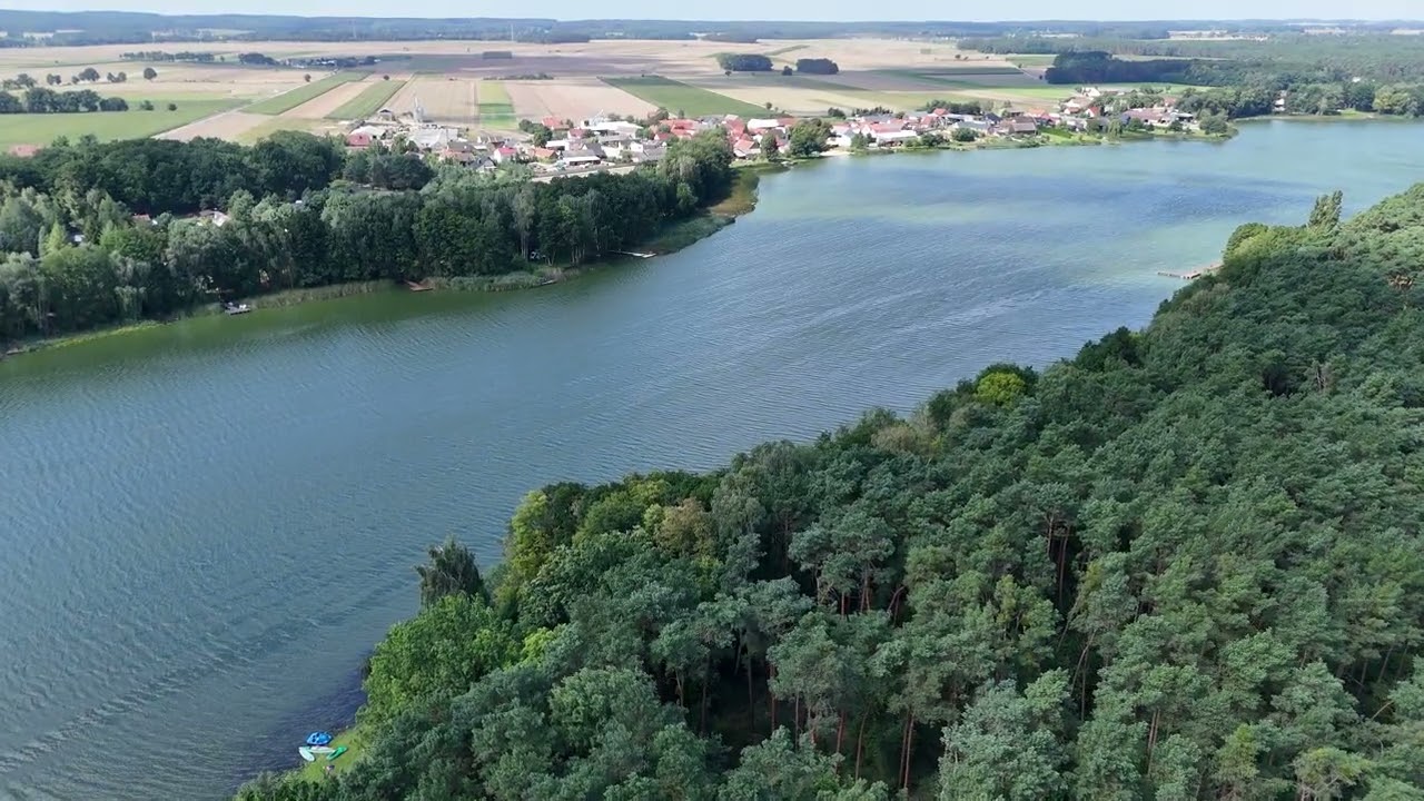 Stare Kramsko, Jezioro Wojnowskie z drona | 4K | lake aerial video 4K