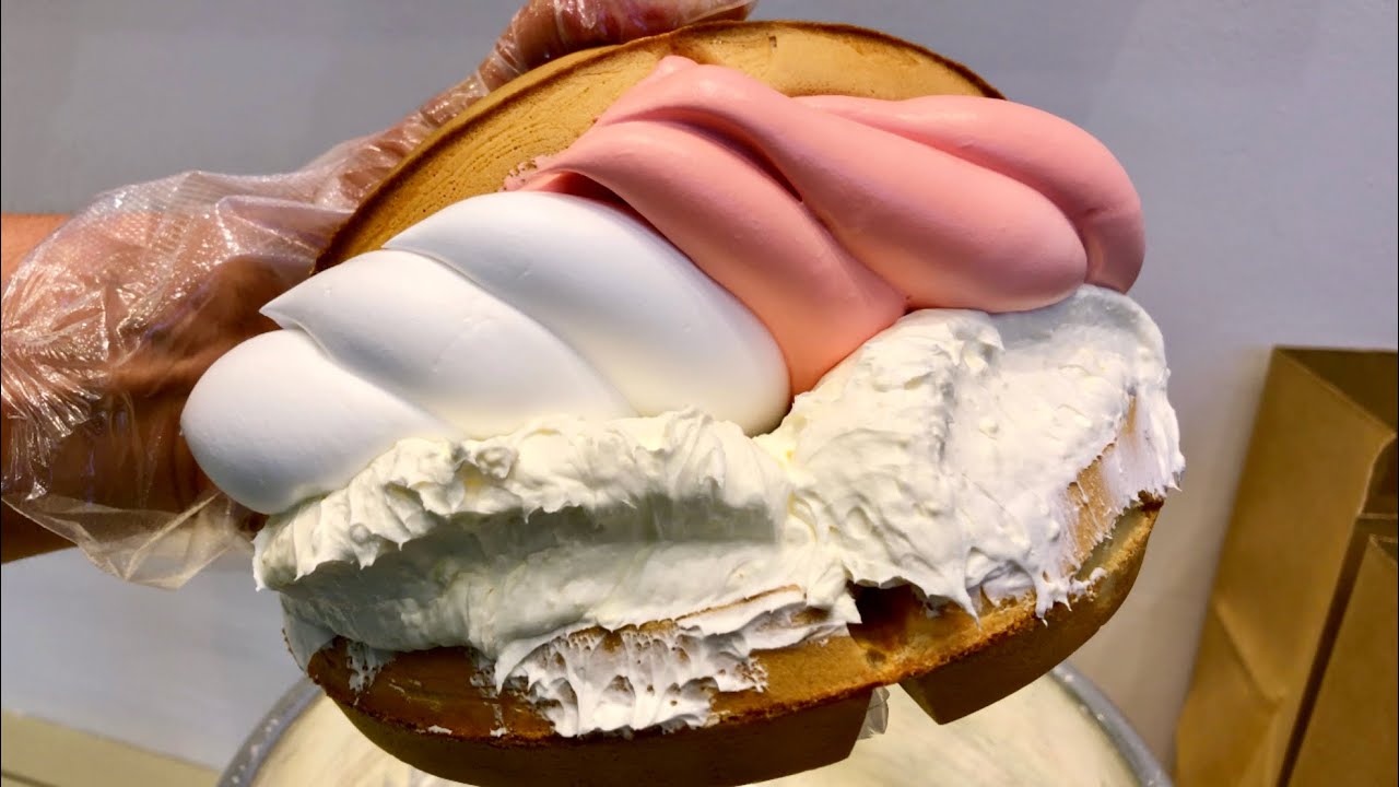 korean street food Amazing Waffle with whipped cream cheese YouTube