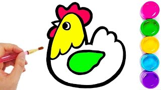 Draw a chicken for the kids. Bolalar uchun jo'ja rasm chizish. Рисуем курочку для детей.