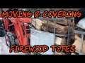 #77 Moving, Organizing, and Covering Firewood IBC Totes with Kubota L3901 Tractor