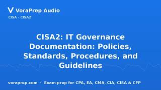CISA2: IT Governance Documentation: Policies, Standards, Procedures, and Guidelines | VoraPrep Audio