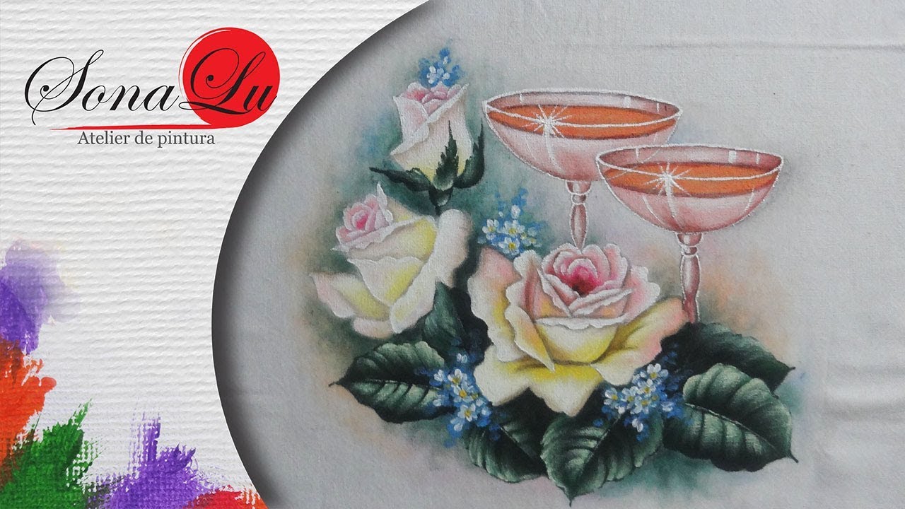 Aula 200 - Rosas com Taças em Pano de Prato - Parte 1