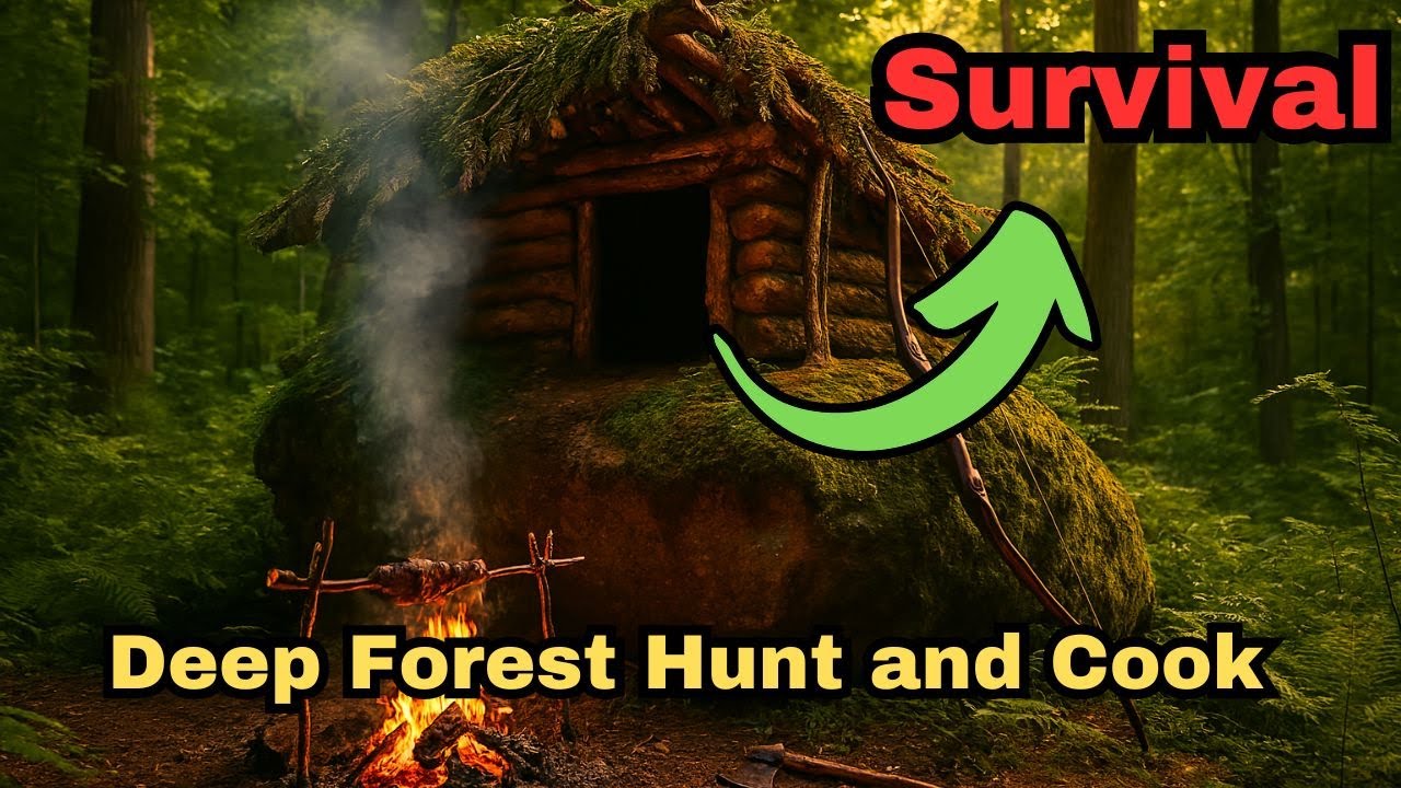 How I Build a Bushcraft Survival Shelter in the Deep Forest, Hunt and ...