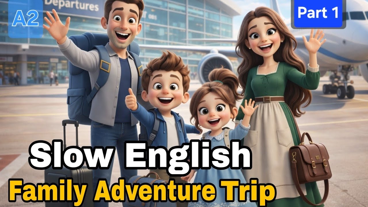 Family Adventure Trip✈️ | 🧳Morning -Taxi -Aeroplane -Hotel | (A1-A2 level) learning Journey Part -1