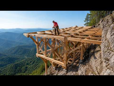 Man Spends 1 Year Building a Wooden House on a Rugged Mountain | Start to Finish@Mr Wild Nature
