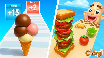 Ice Cream Rush VS Sandwich Runner - All Levels Satisfying Walkthrough Gameplay