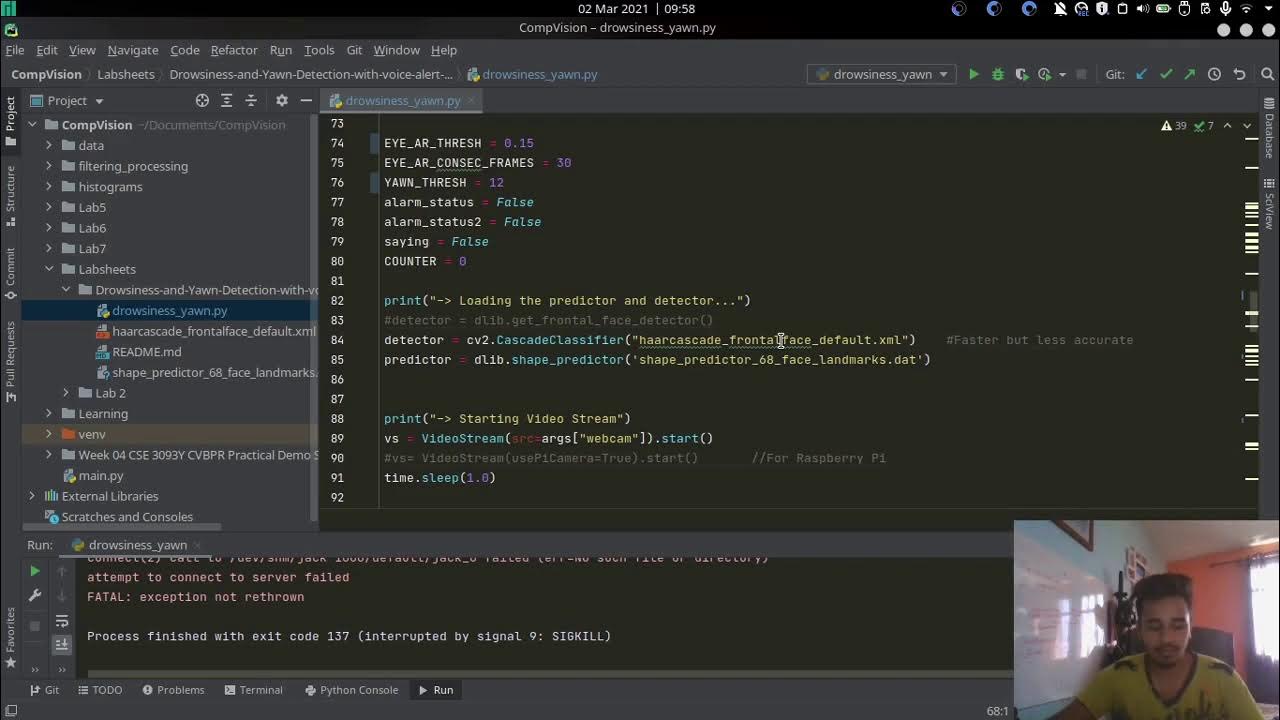 Fatigue (Drowsiness) Detection using OpenCV (Assignment Sample) - YouTube