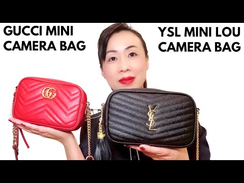 SAINT LAURENT LOU CAMERA BAG VS YSL MINI LOU CAMERA BAG// Size, Price, what  fits/ Mod shots 