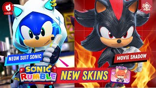 Sonic Rumble NEW SKINS - Neon Suit Sonic, Mechanic Tails, Movie Shadow [ Hazco Fox I VPlayers ]