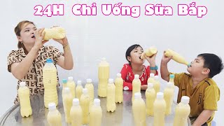 Thử Thách 24H Chỉ Uống Sữa Bắp Ở Nhà Làm [ Trang And Vinh ]