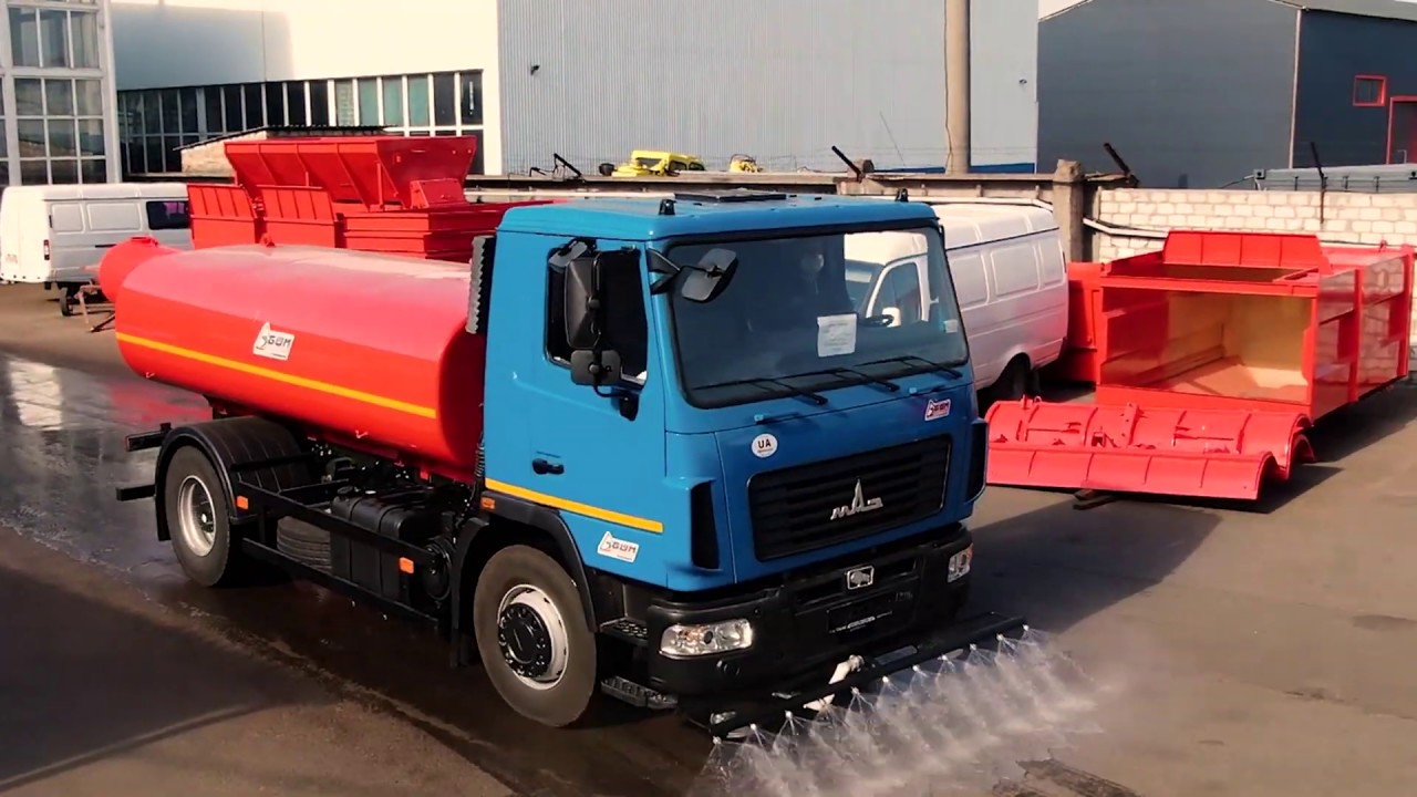 Поливомоечная машина с передней рейкой - YouTube