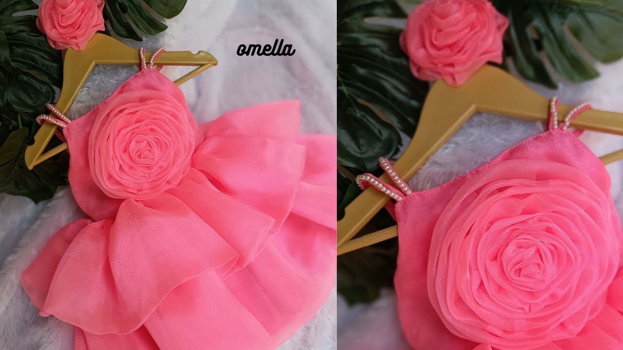 EP 09: DIY Rose Ball Gown Baby Frock Cutting And Stitching || ball gown || 1 Year