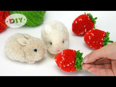 🥰 It's So Cute! 🐰 Baby Bunny and Strawberry 🍓 How to make a Bunny and a Strawberry out of Yarn 🧶