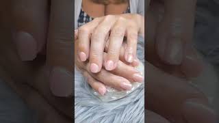 Nude Nails with Chrome top finish Acrylic Nails New nail designs