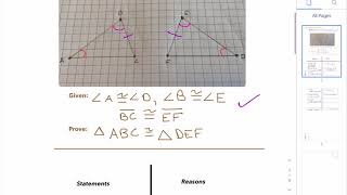 Angle Angle Side Two Column Proof