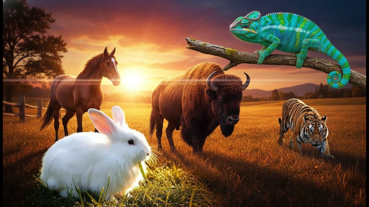 The Animal Kingdom Cute Farm Animals | Horse, Bison, Rabbit, Chameleon, Tiger | EP 9