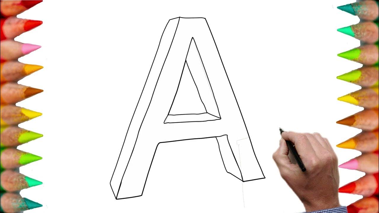 how to draw Letter A in 3D step by step YouTube