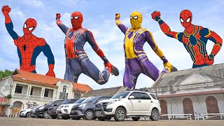 Spider Man Raksasa dan Yellow Spiderman Joget Seru Bareng Big Spiderman Kartun | Video Musik Lucu