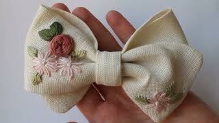 : How to make embroidered hair bow. Hair bow tutorial.