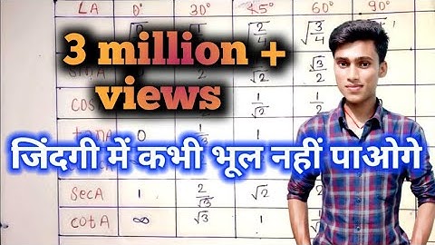 trigonometry table trick in hindi||trigonometry class 10 table trick in hindi||by pankaj sir