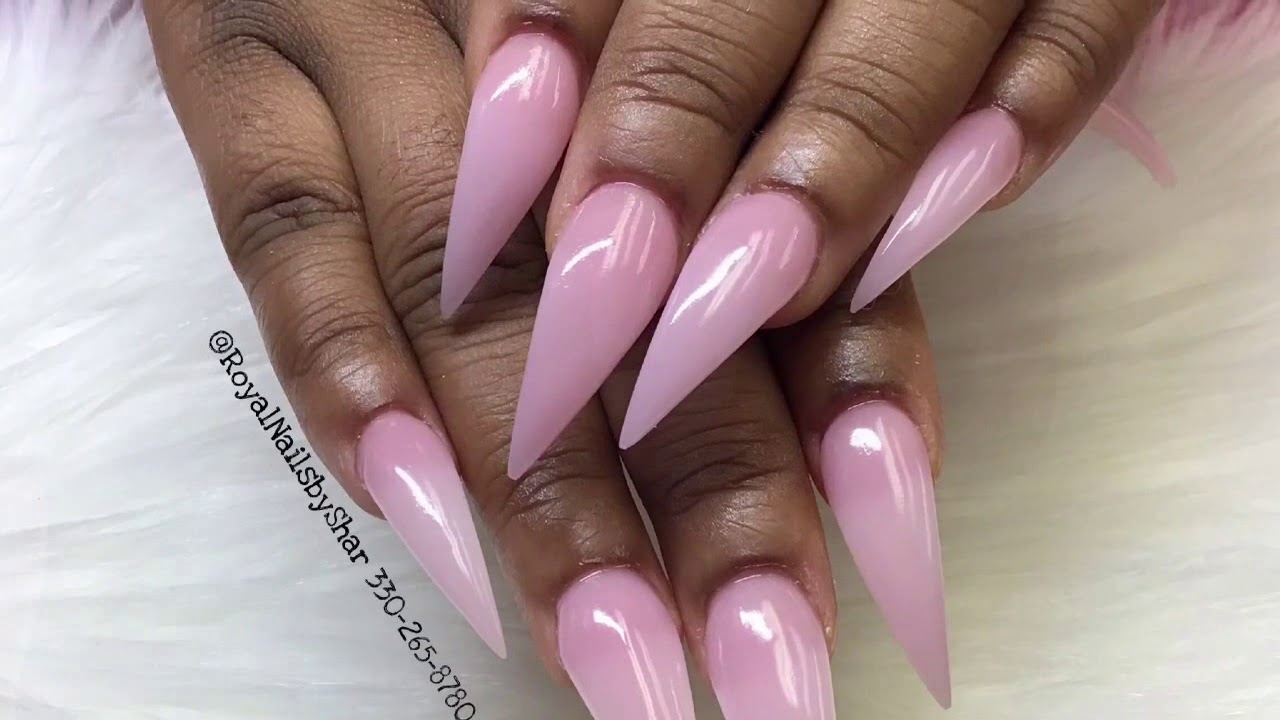 1. Light Pink Stiletto Nails with Glitter Accents - wide 6
