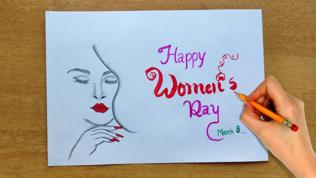 Women's Day Drawing Easy // How to draw world women's day poster ...