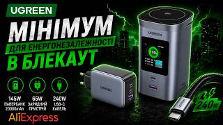 Мінімальний набір в Блекаут! Купив на Aliexpress UGREEN 145W 20000 мАг, зарядку 65W GaN, кабель 240W