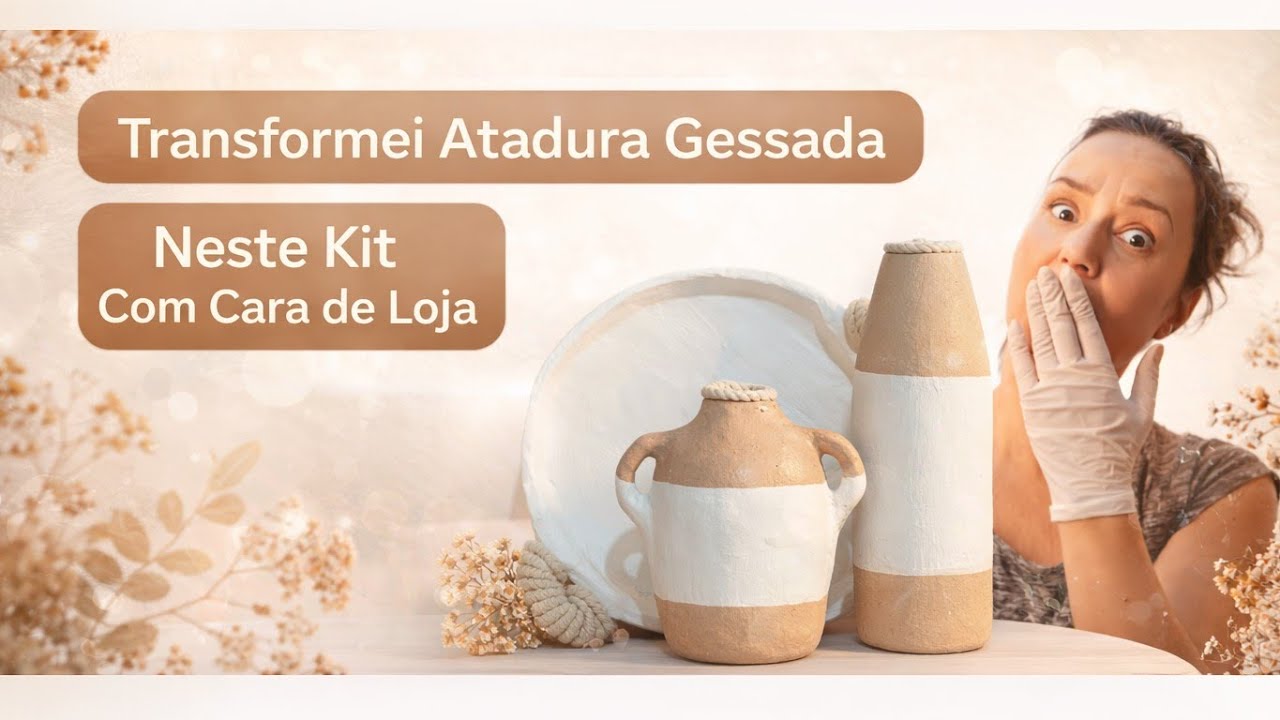 NA LOJA CUSTA CARO - TRANSFORMEI ATADURA GESSADA NESTE KIT | COMO FAZER VASOS DECORATIVOS MODERNOS 