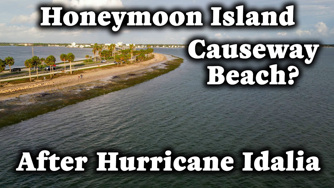 PostHurricane Idalia Aerial View Honeymoon Island Causeway Beach