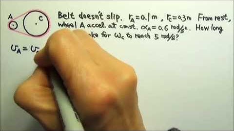 AP Physics 1: Rotation 8: Constant Angular Acceleration: 2 Wheels Linked by Belt or 2 Meshing Gears