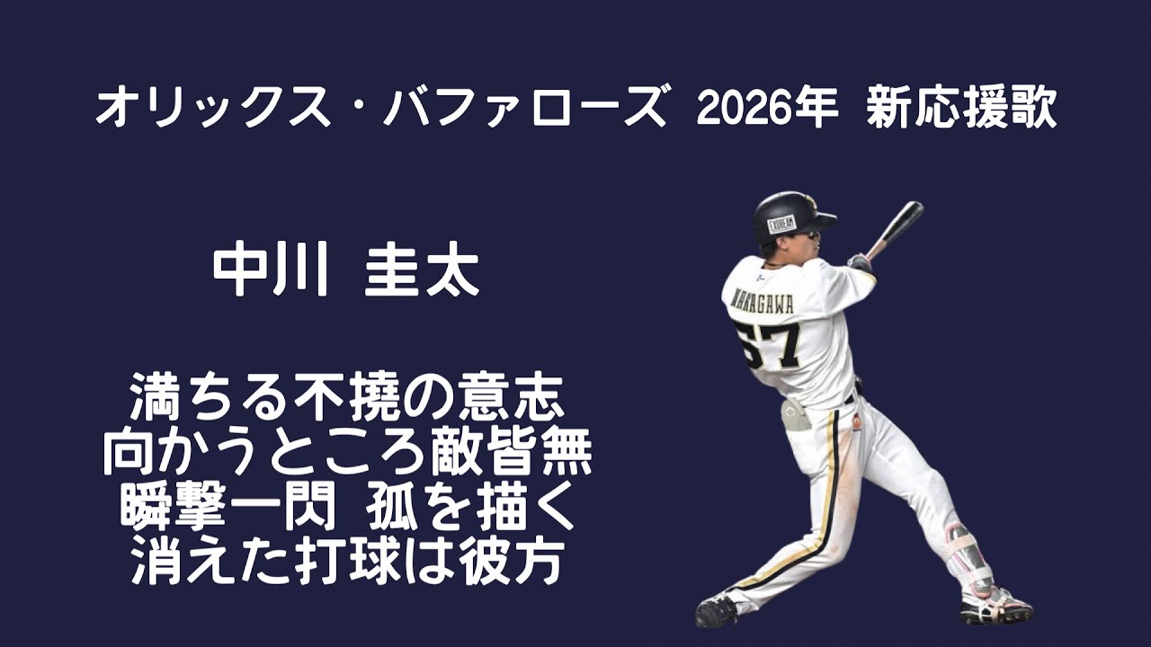 オリックス・バファローズ 中川圭太 新応援歌 - YouTube
