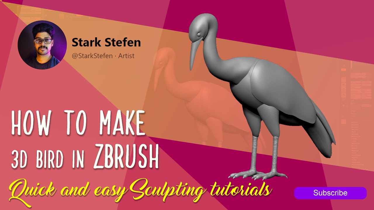 realistic 3d bird tutorial zbrush cinema 4d maya