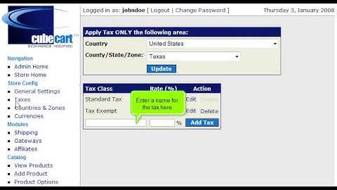 How to configure sales tax in CubeCart (Flipper Host)