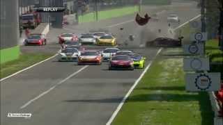 Big crash at the start of 2nd ferrari challenge copa shell race monza.