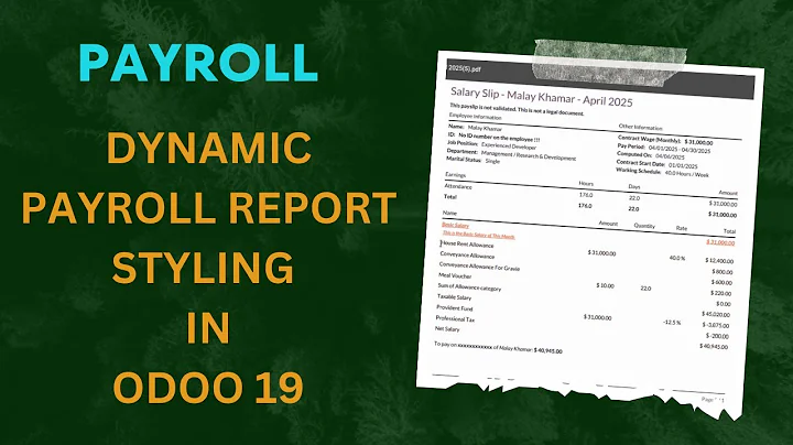 Odoo 19 - Dynamic Payroll Report Style | Print Payroll PDF Report | Odoo | Payroll | odoo19