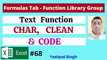 CHAR, CLEAN & CODE Text Function in Formulas Tab  | MS Excel | | Hindi |