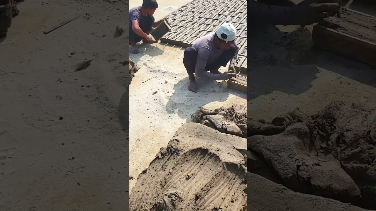 traditional clay soil brick making. 