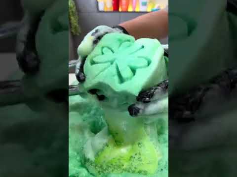 Mint Green Sponge Foam Explosion ASMR 💚🧽 Satisfying Soap & Powder Mixing