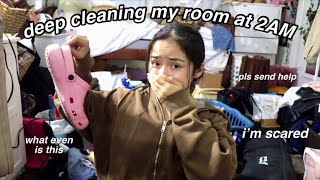 DEEP CLEANING MY MESSY ROOM AT 2AM *motivation to clean ur room*