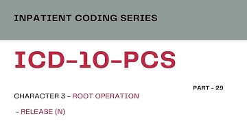 Inpatient Coding Training Series: ICD-10-PCS -Part 29_Character3 - Root Operations- Group3 - Release