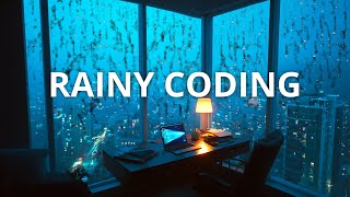 Rainy Night Coding Ambience — 8H Deep Focus Minimal Techno | Dark Blue City Window