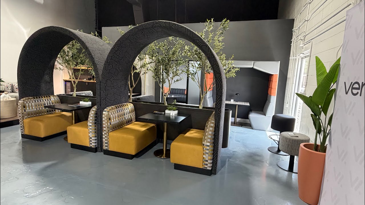 Upholstered seating with upholstered overhead arches