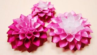 Как сделать Георгин из ленты / DAHLIA Tutorial ✿ NataliDoma Как сделать Георгин из ленты / DAHLIA Tutorial ✿ NataliDoma