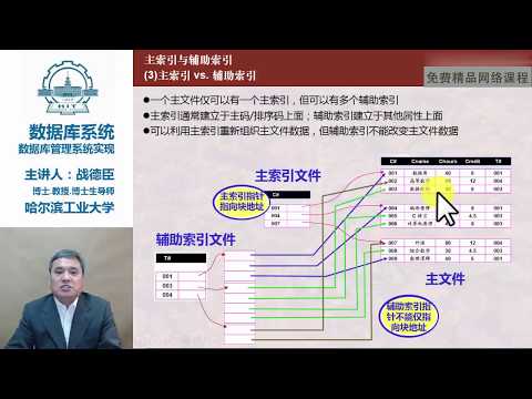 哈尔滨工业大学 数据库系统（下） 1804 主索引与辅助索引