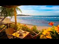 Seaside cafe ambience  bossa nova music smooth jazz bgm ocean wave sound for study  relaxation