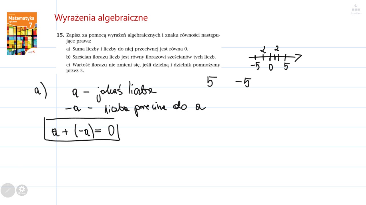zad. 15 str. 158 WYRAŻENIA ALGEBRAICZNE. Matematyka z plusem 7 - YouTube