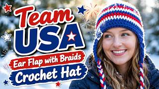 Easy Crochet USA Peak Ear Flap Braided Hat