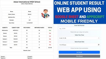 Hoe maak je een online resultatensysteem-web-app met Google Sheets en Appscript met Student Image...