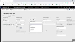 D365 General Ledger Allocation Setup